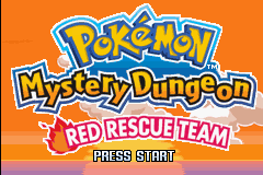 Pokemon Mystery Dungeon Red Rescue Team title screen for GameBoy Advance